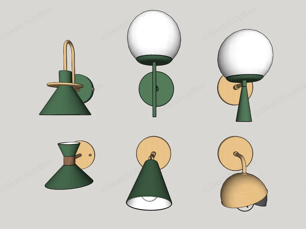 Modern Industrial Wall Sconces sketchup model preview - SketchupBox