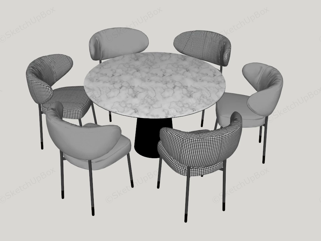 7 Piece Round Marble Dining Set sketchup model preview - SketchupBox