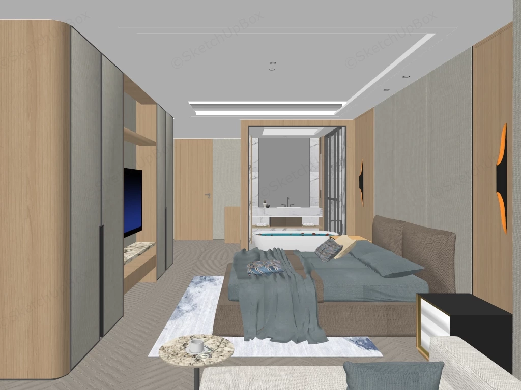 Luxury Hotel Room Interior Design sketchup model preview - SketchupBox