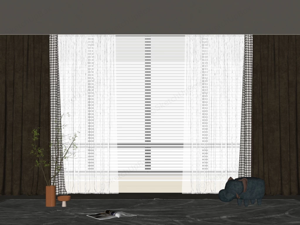 Beautiful Living Room Curtains sketchup model preview - SketchupBox