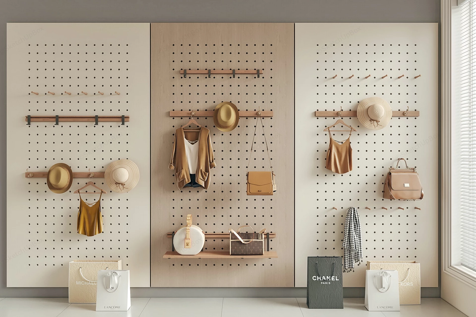 Pegboard Coat Rack Hooks Ideas sketchup model preview - SketchupBox