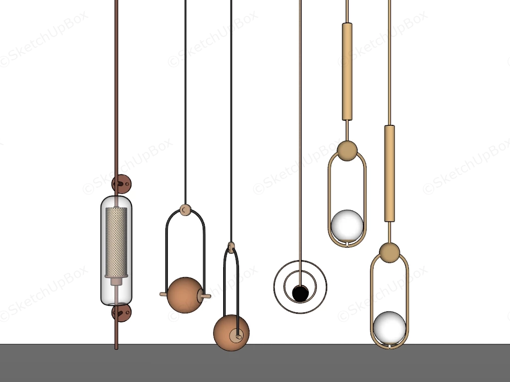 Modern Metal Pendant Lights sketchup model preview - SketchupBox