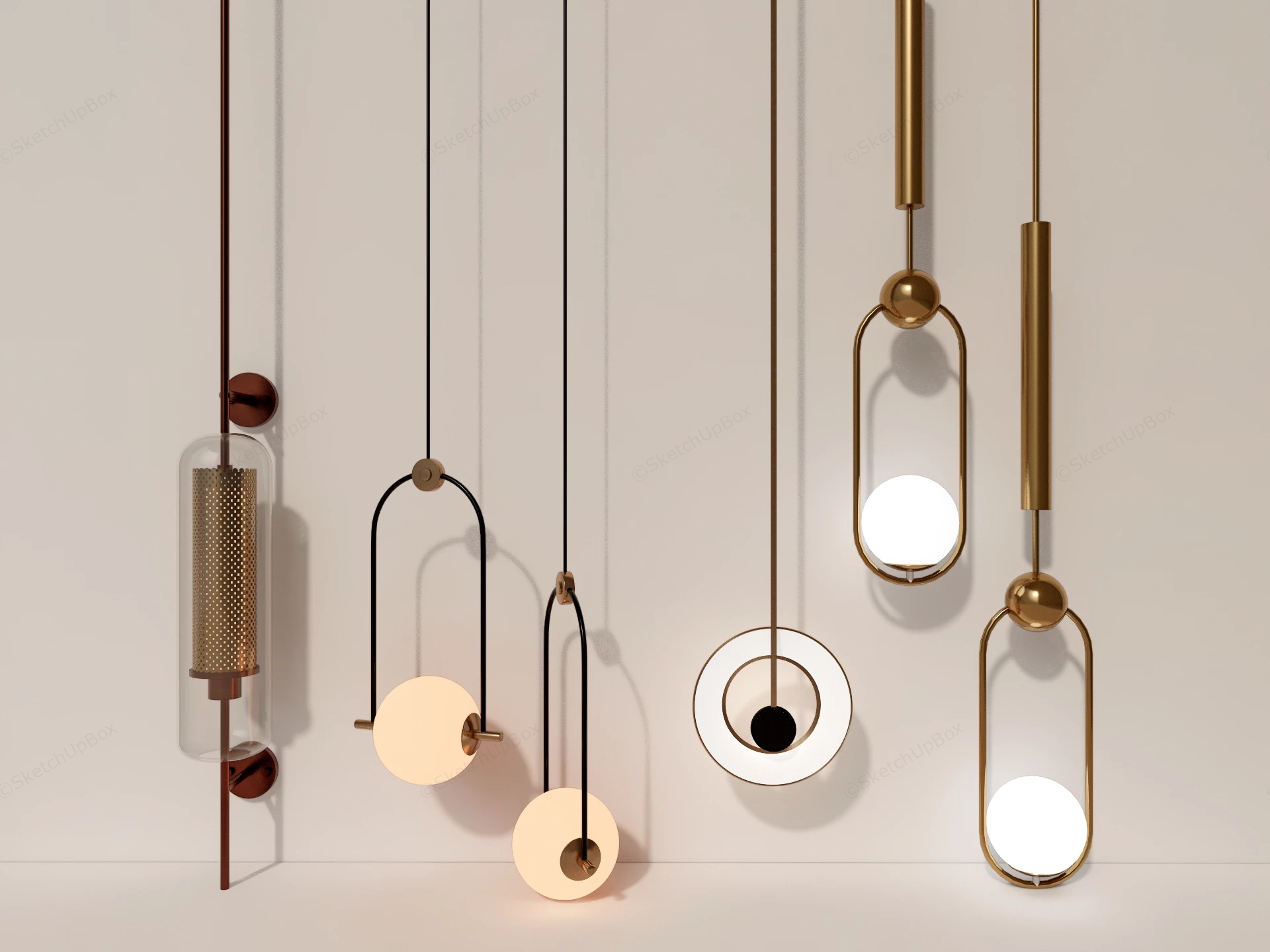 Modern Metal Pendant Lights sketchup model preview - SketchupBox