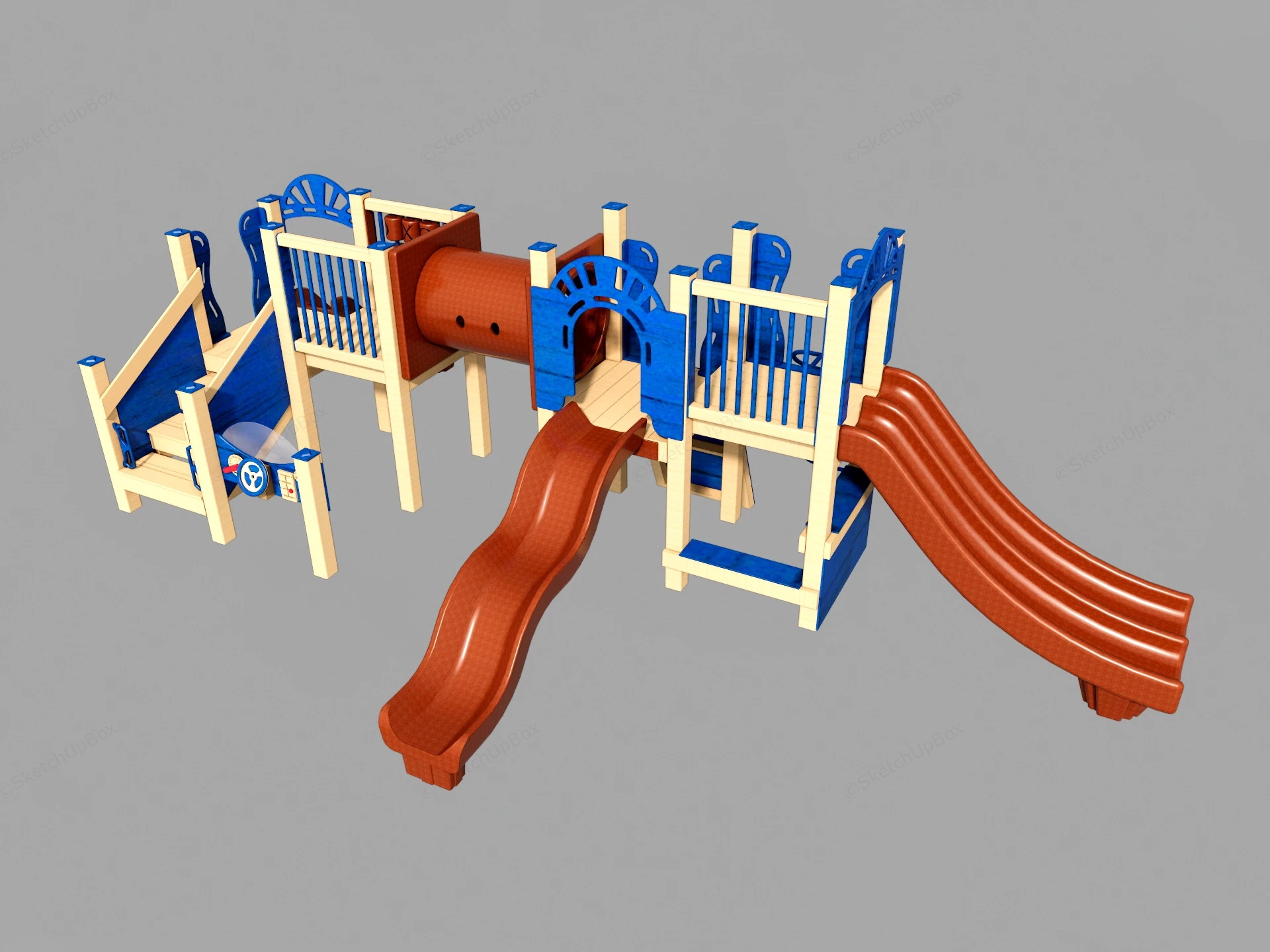 Wooden Playset With Slide sketchup model preview - SketchupBox