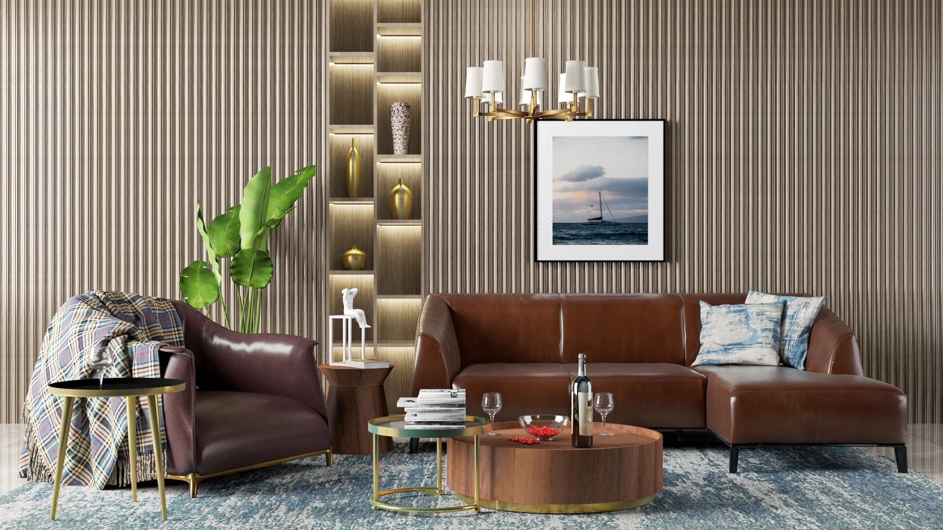 Middle Class Modern Living Room sketchup model preview - SketchupBox