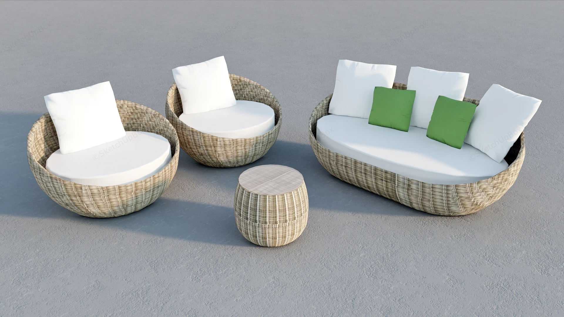 Wicker Patio Furniture Set sketchup model preview - SketchupBox