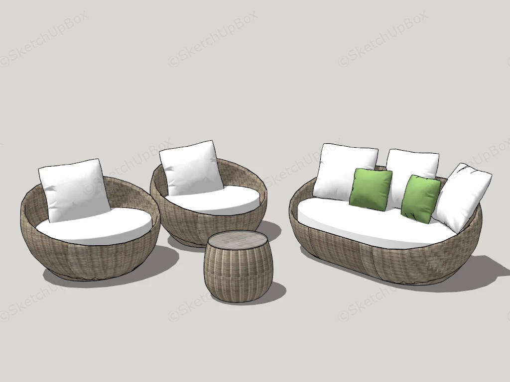 Wicker Patio Furniture Set sketchup model preview - SketchupBox