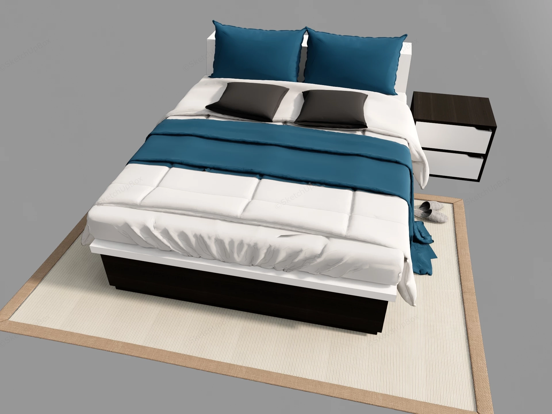 Plain Upholstered Bed sketchup model preview - SketchupBox