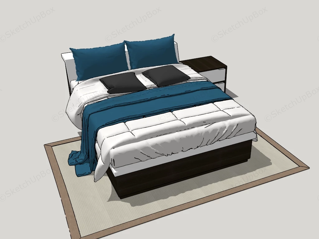 Plain Upholstered Bed sketchup model preview - SketchupBox