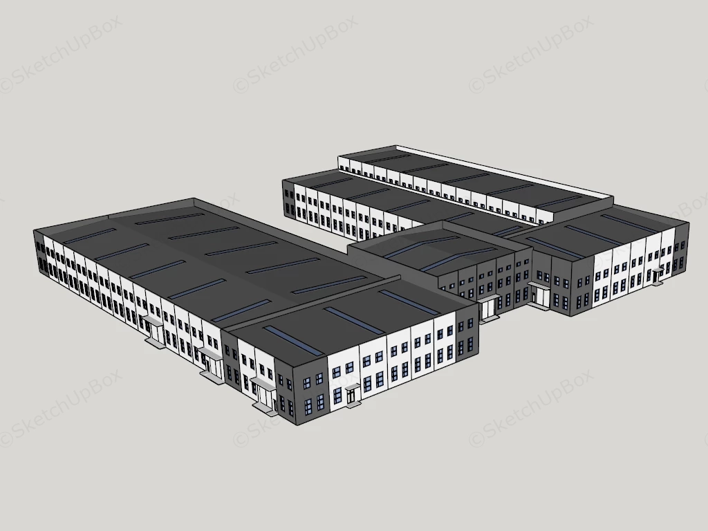 Modern Factory Buildings sketchup model preview - SketchupBox
