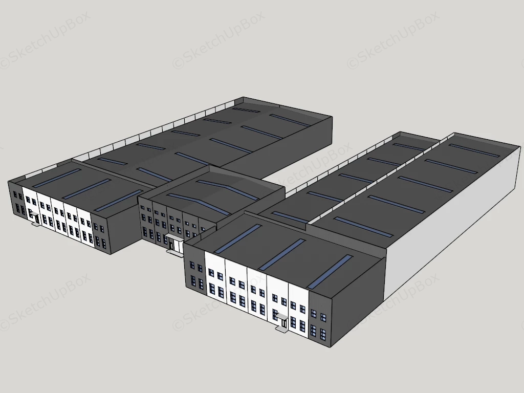 Modern Factory Buildings sketchup model preview - SketchupBox