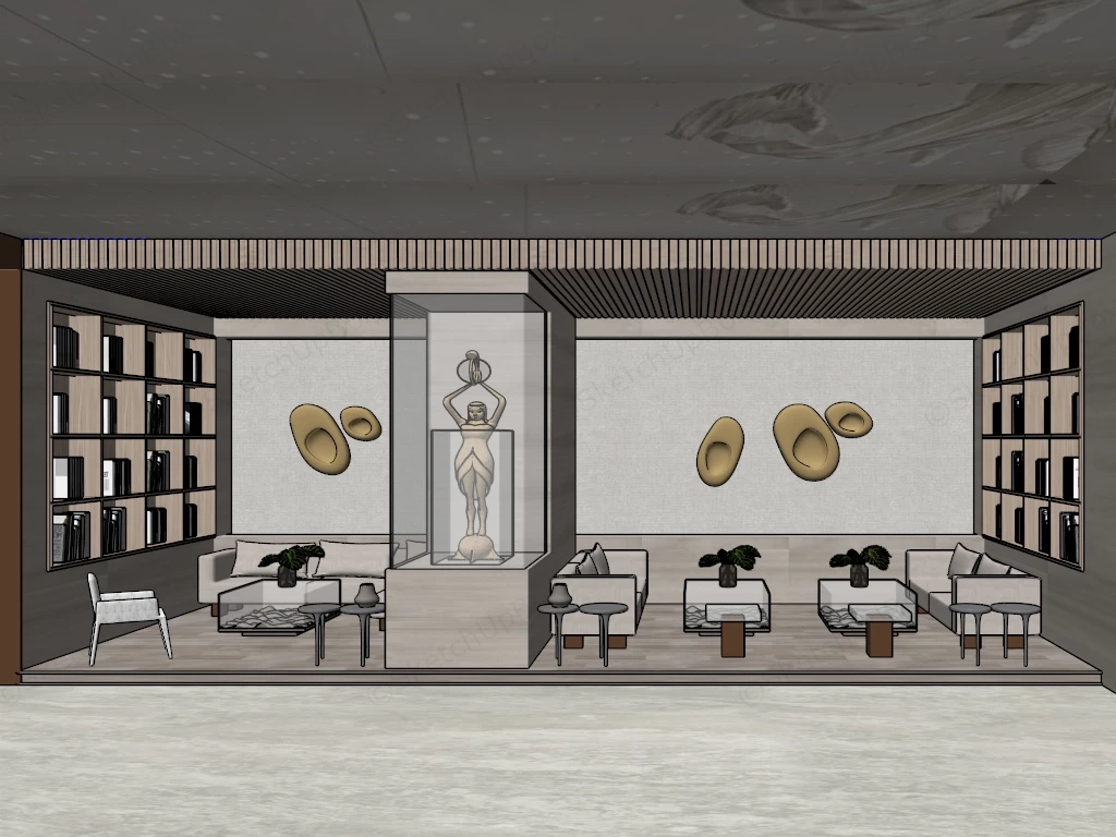 Modern Reception Area Design sketchup model preview - SketchupBox