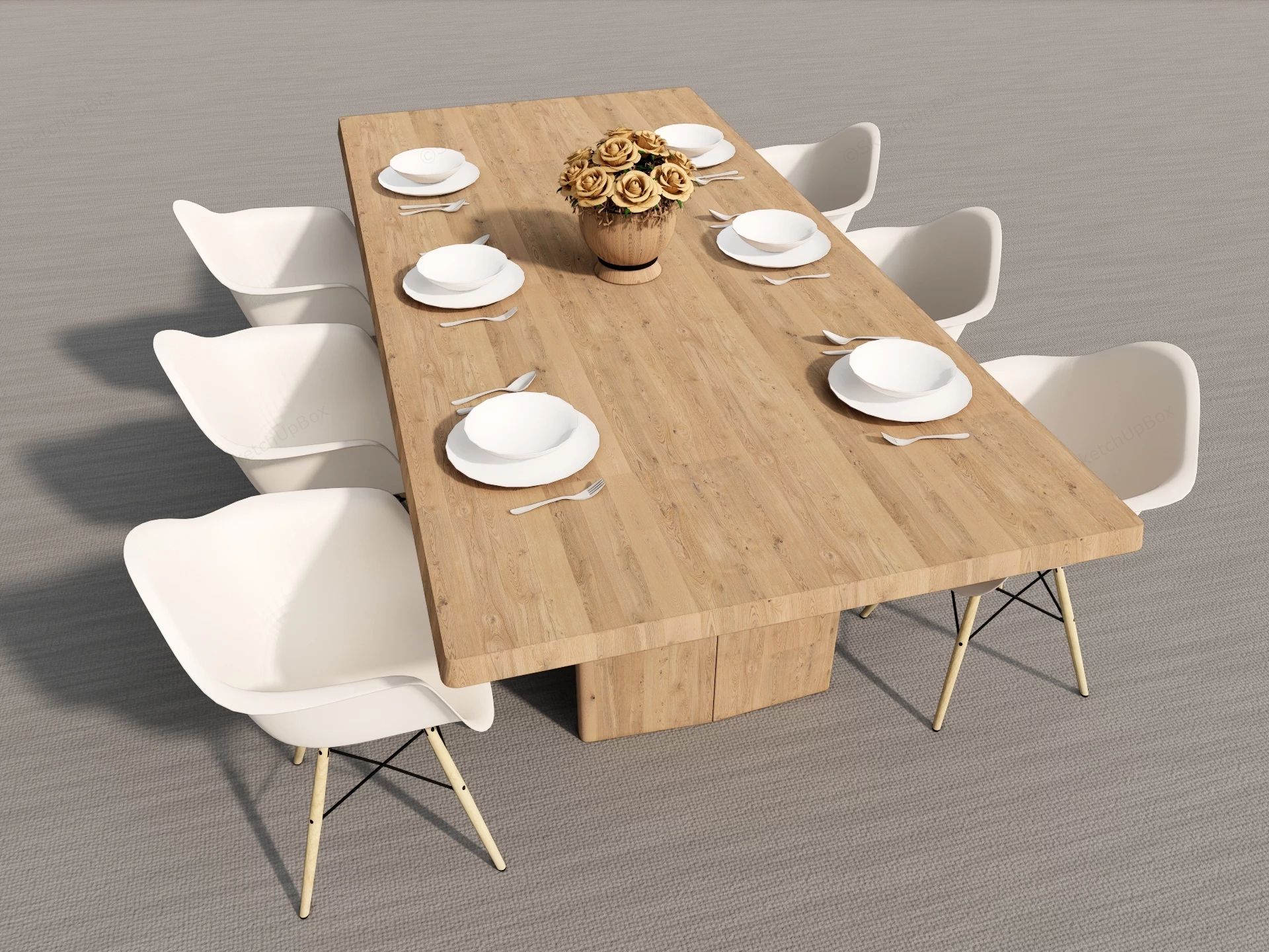 Farmhouse Dining Table Set sketchup model preview - SketchupBox