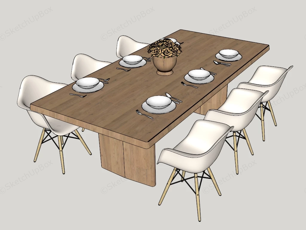 Farmhouse Dining Table Set sketchup model preview - SketchupBox