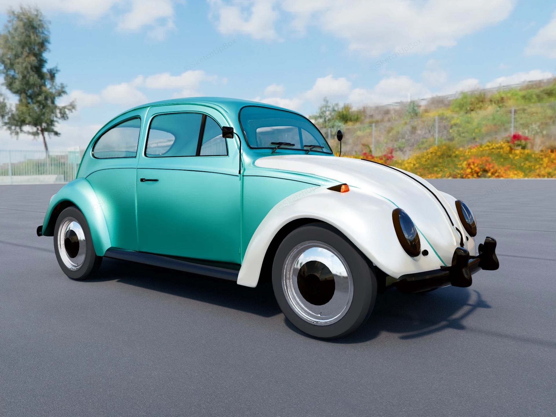 Classic Volkswagen Beetle sketchup model preview - SketchupBox