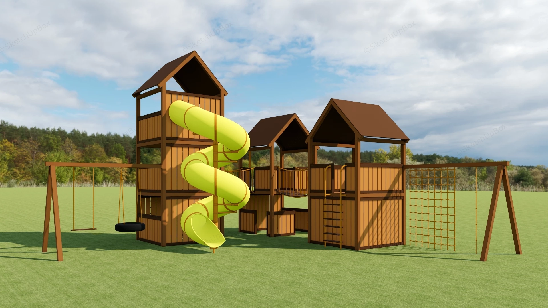 Wood Backyard Playset sketchup model preview - SketchupBox