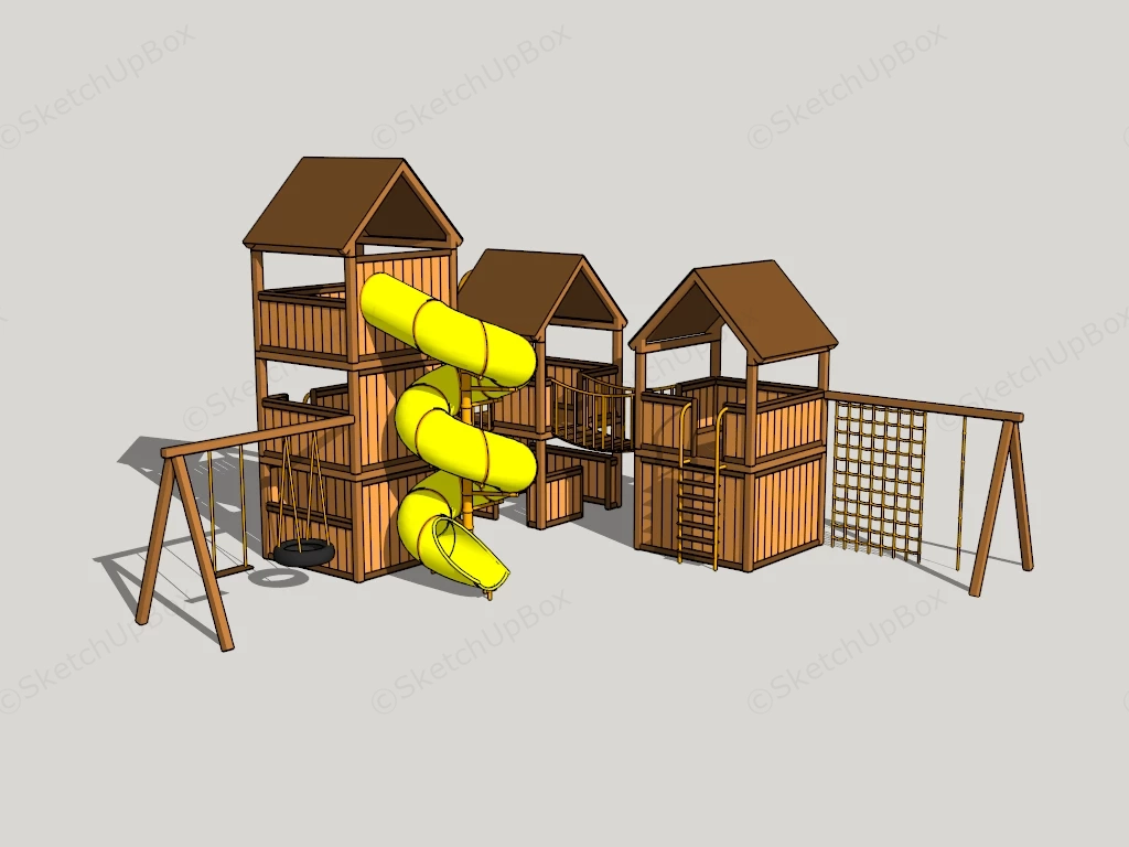 Wood Backyard Playset sketchup model preview - SketchupBox