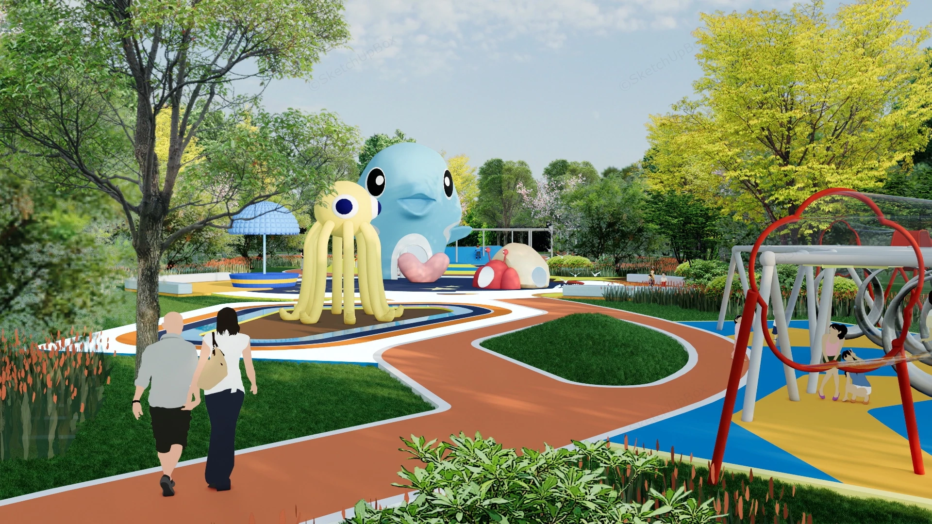 Ocean Themed Playground Design sketchup model preview - SketchupBox