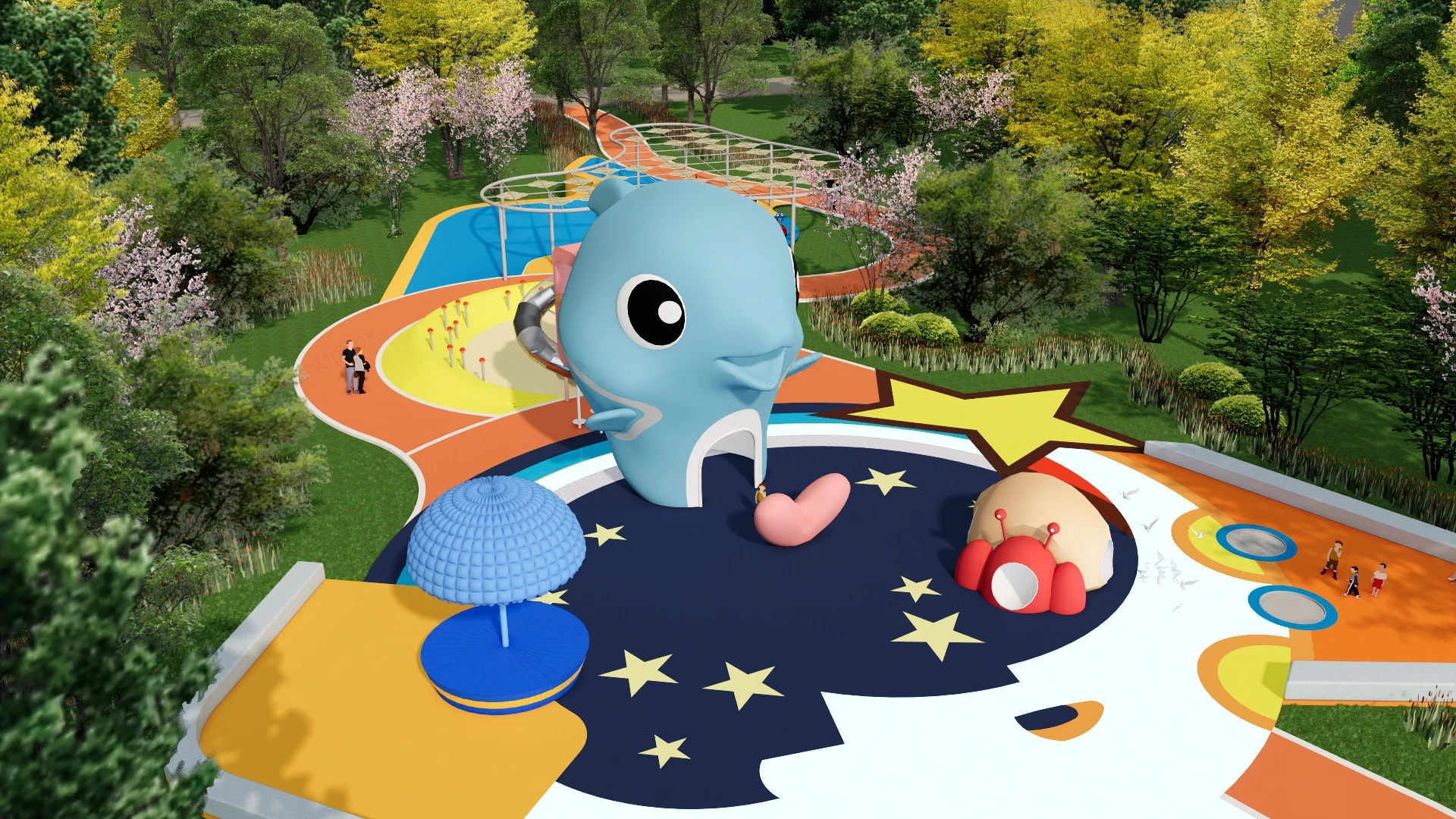 Ocean Themed Playground Design sketchup model preview - SketchupBox