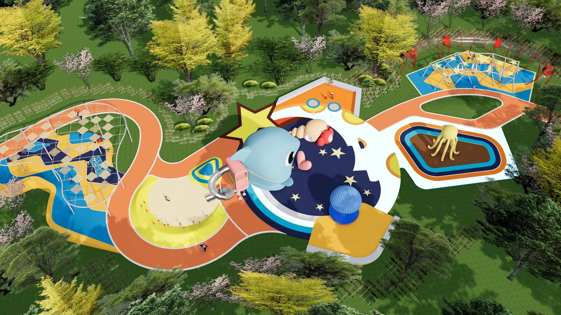 Ocean Themed Playground Design sketchup model preview - SketchupBox