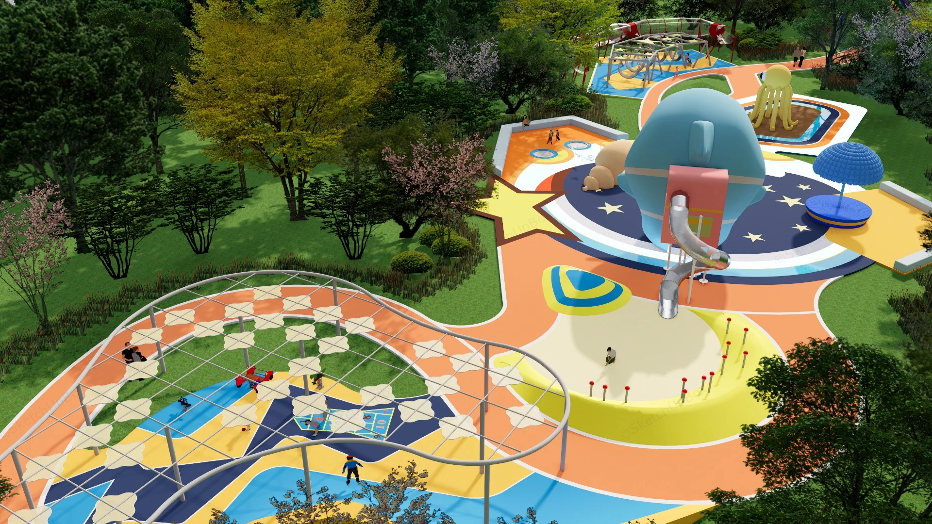 Ocean Themed Playground Design sketchup model preview - SketchupBox