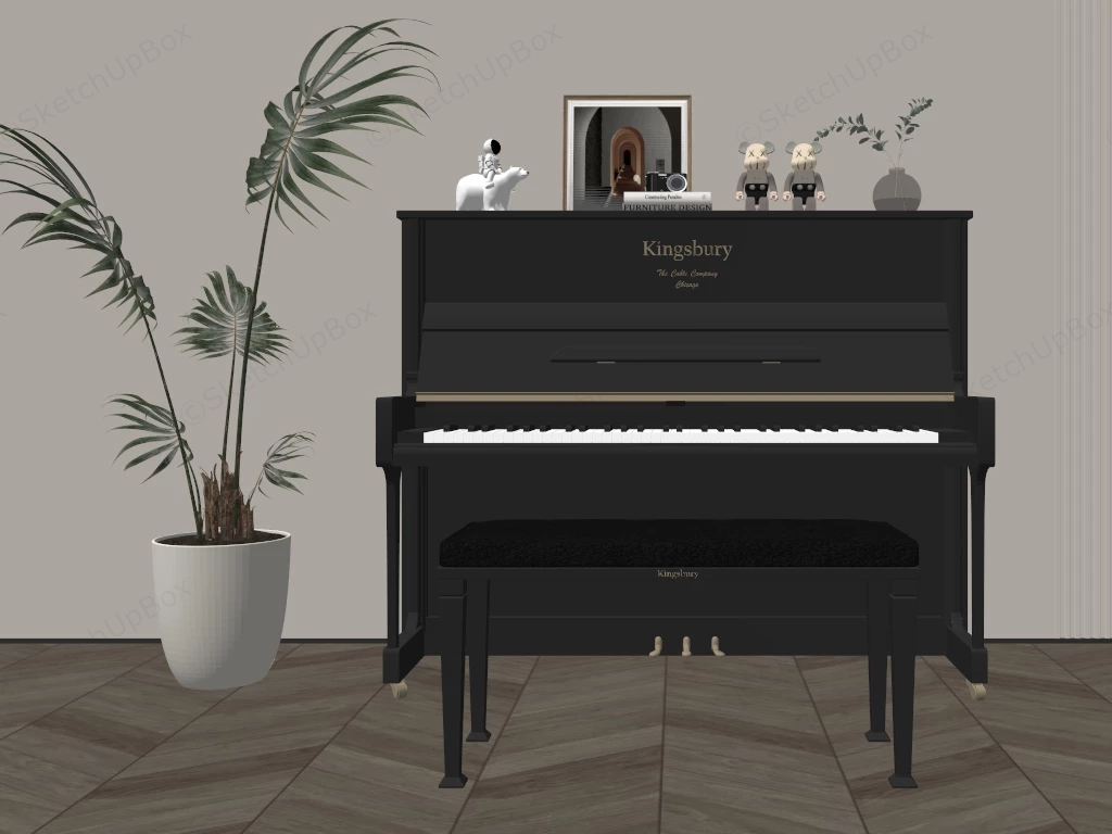 Kingsbury Upright Piano sketchup model preview - SketchupBox