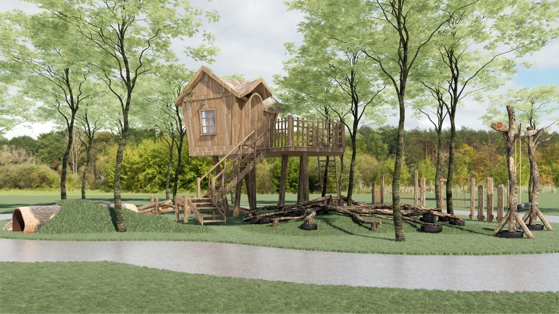 Nature Based Playground Ideas sketchup model preview - SketchupBox