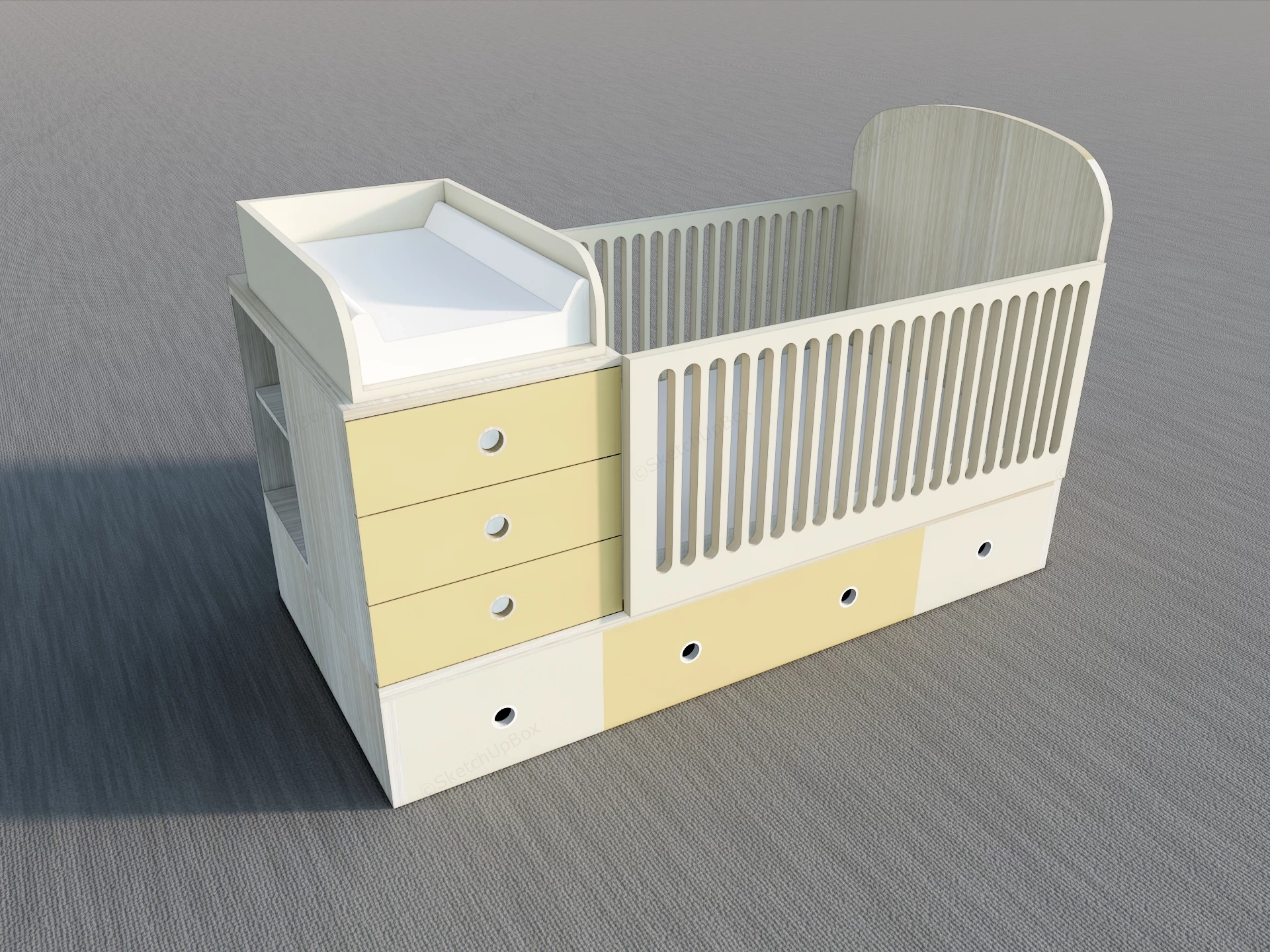 Baby Crib With Storage sketchup model preview - SketchupBox