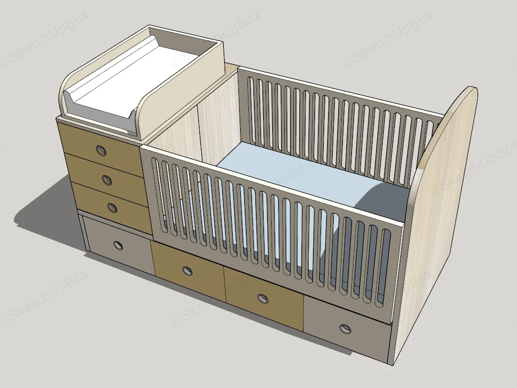 Baby Crib With Storage sketchup model preview - SketchupBox