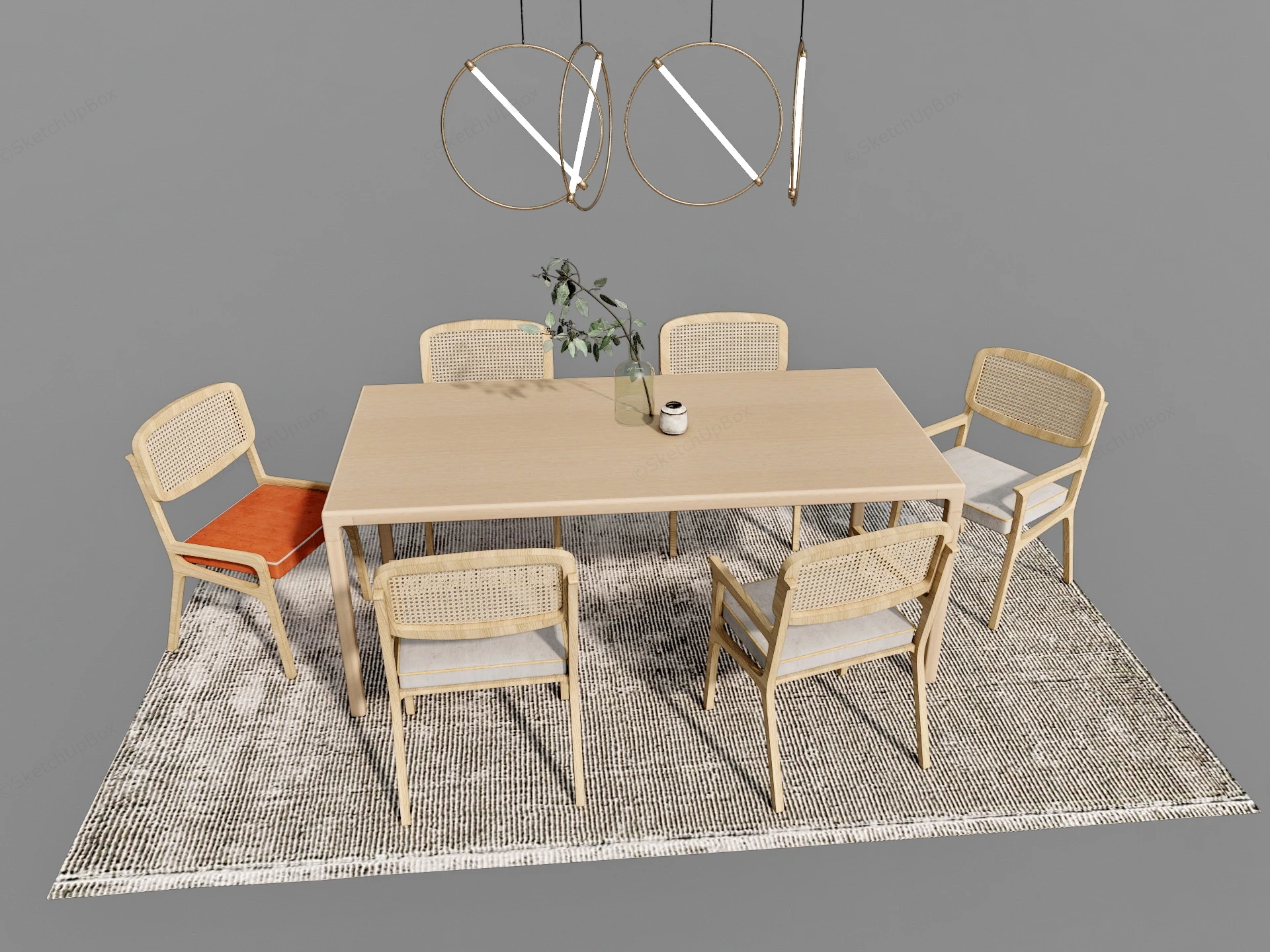 7 Piece Casual Dining Set sketchup model preview - SketchupBox