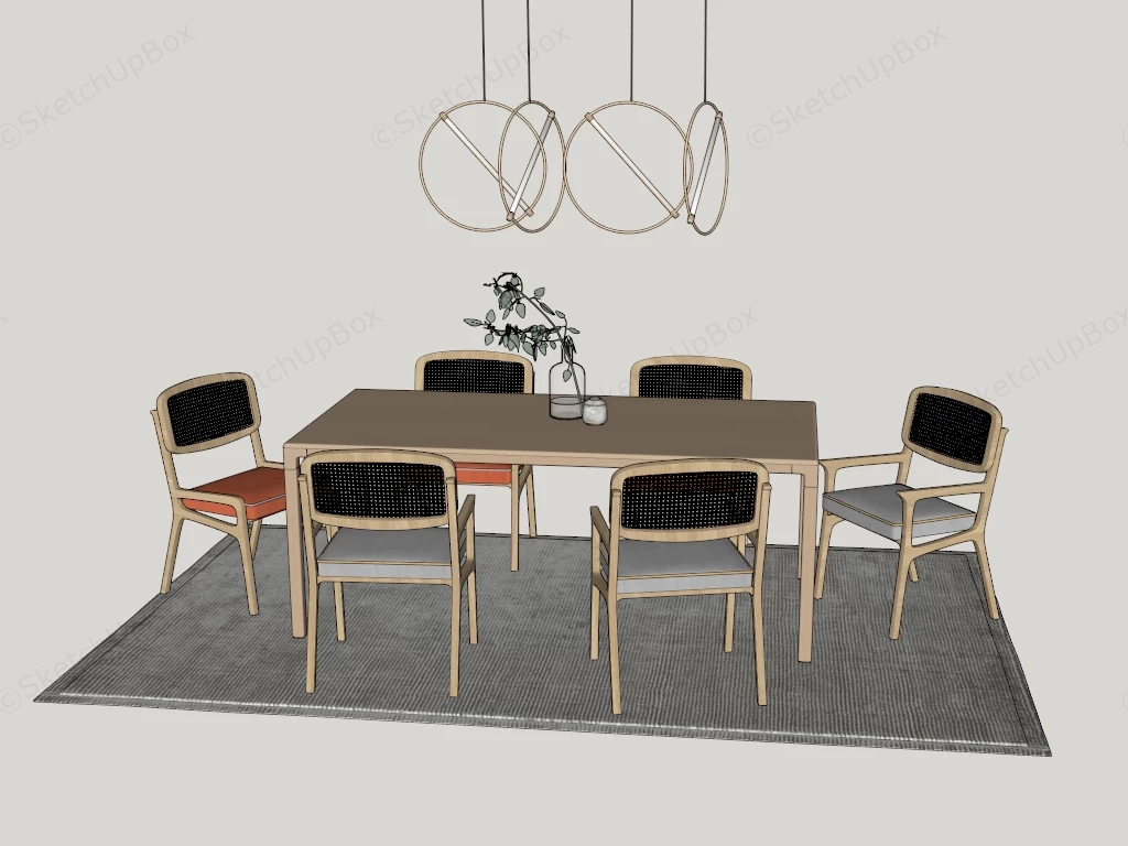 7 Piece Casual Dining Set sketchup model preview - SketchupBox