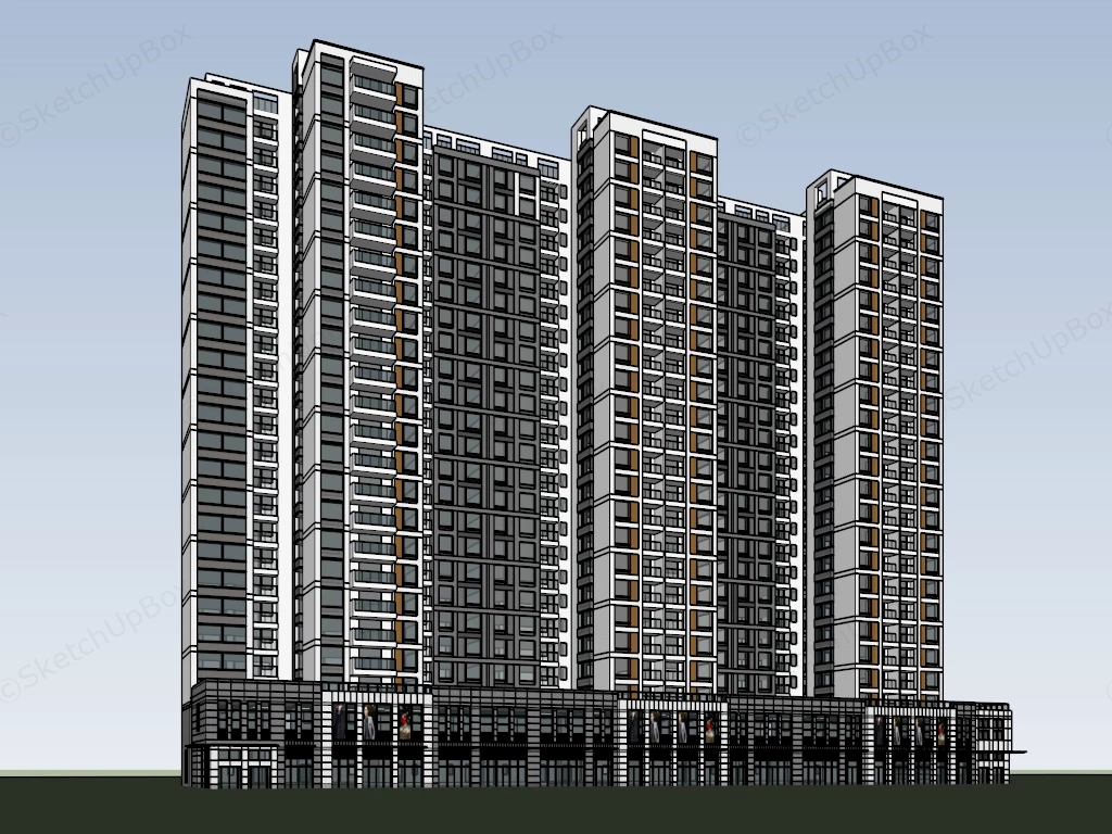 Modern High Rise Apartment Buildings sketchup model preview - SketchupBox