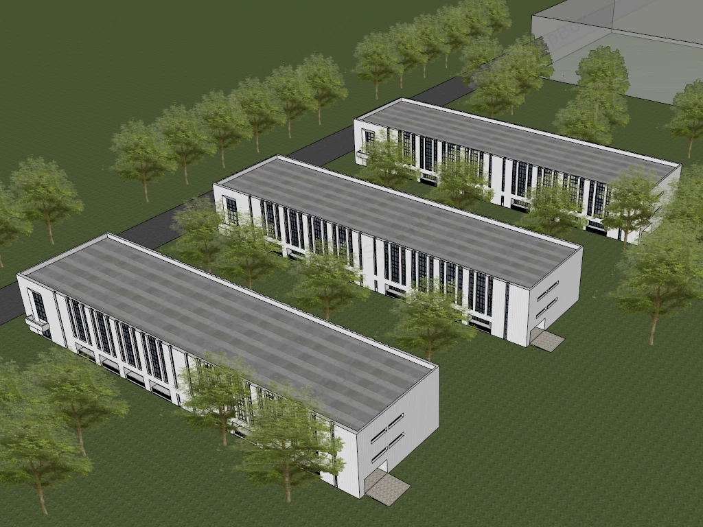 Modern Workshop Buildings sketchup model preview - SketchupBox