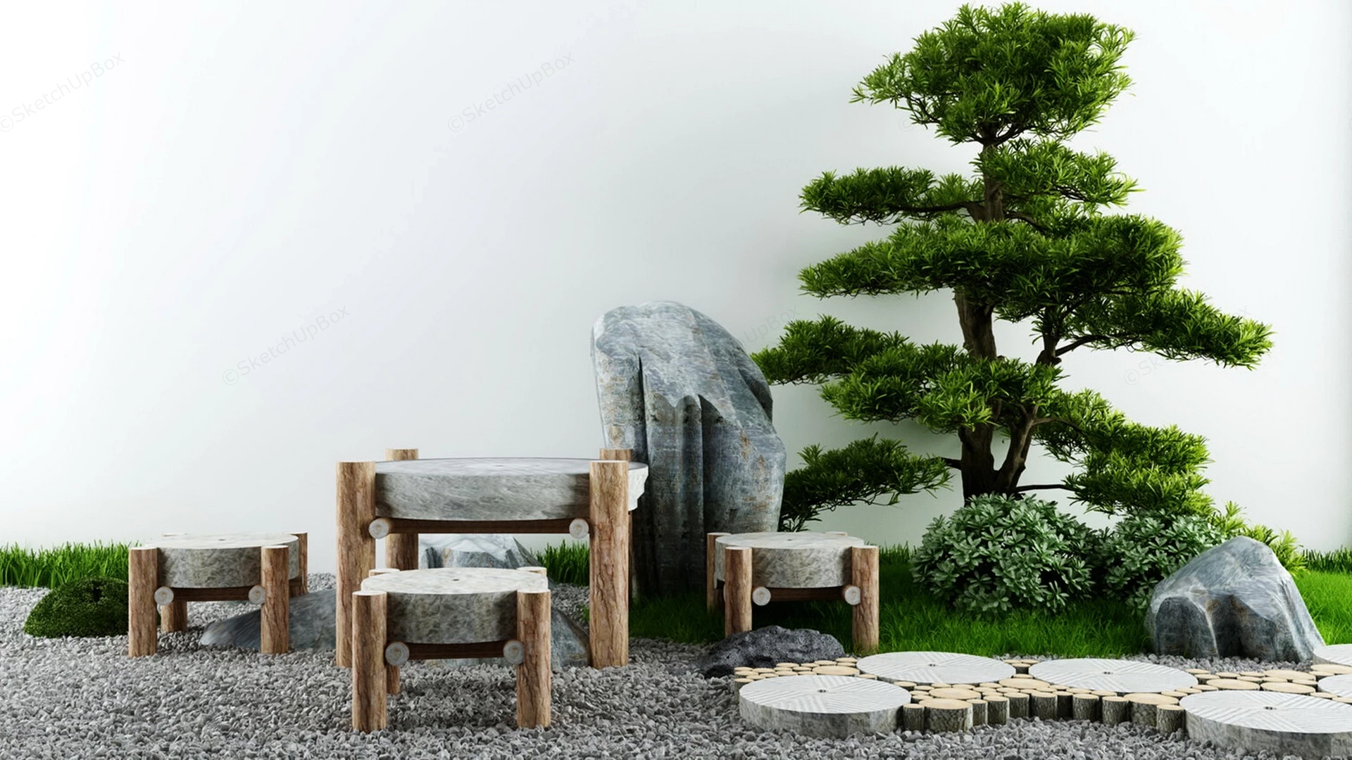 BackYard Zen Garden sketchup model preview - SketchupBox