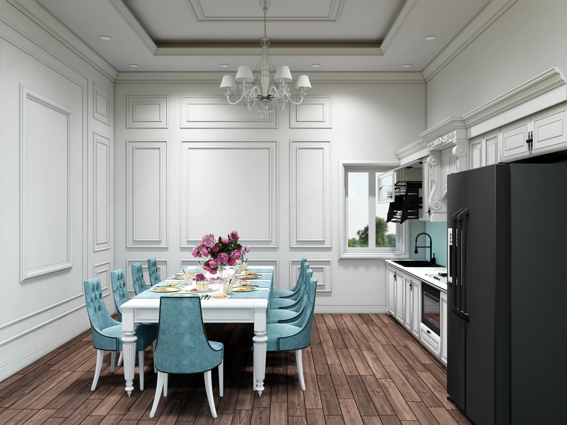 Kitchen With Dining Table Design sketchup model preview - SketchupBox