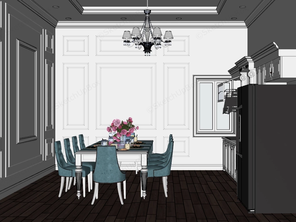 Kitchen With Dining Table Design sketchup model preview - SketchupBox