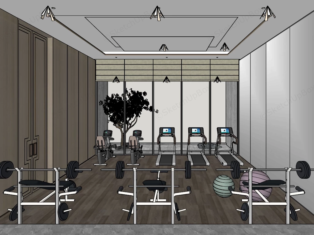 Office Gym Workout Room sketchup model preview - SketchupBox
