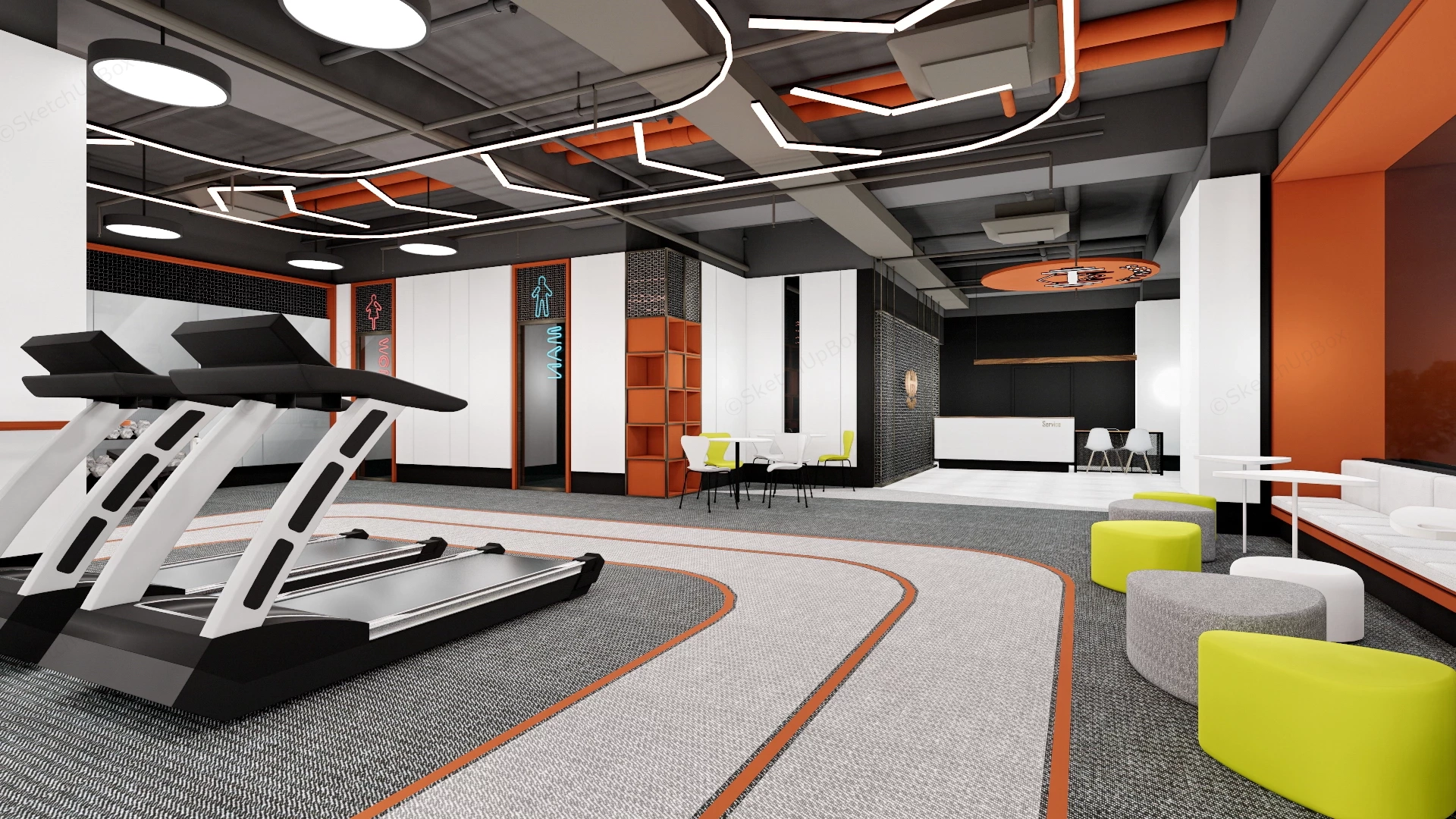 Commercial Gym Interior Design sketchup model preview - SketchupBox
