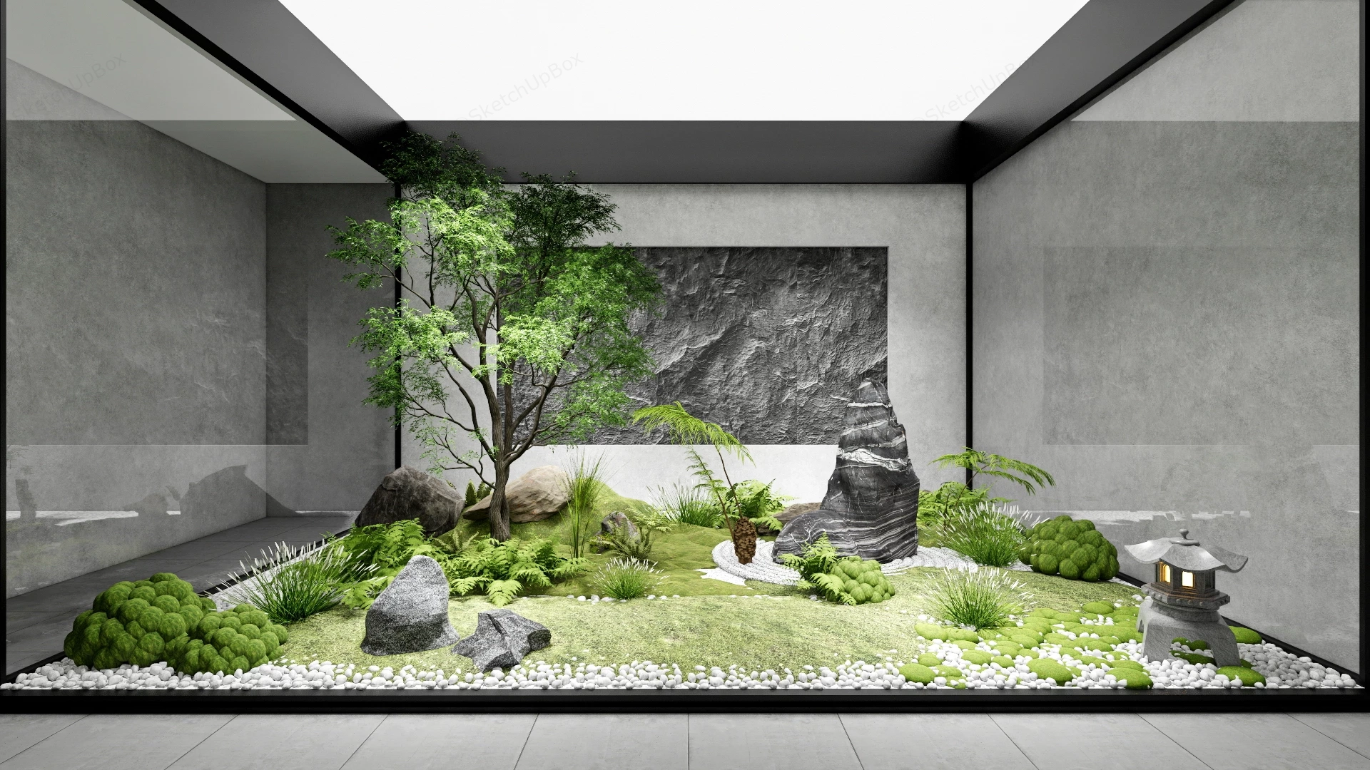 Indoor Zen Garden Landscape Design sketchup model preview - SketchupBox