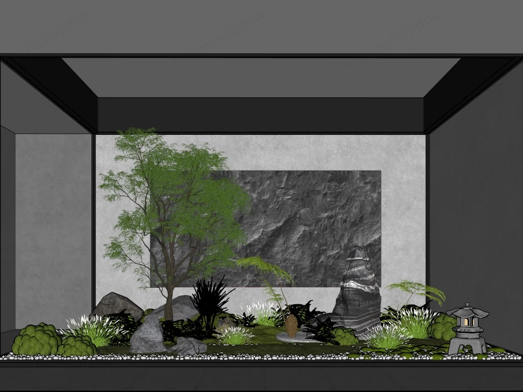 Indoor Zen Garden Landscape Design sketchup model preview - SketchupBox