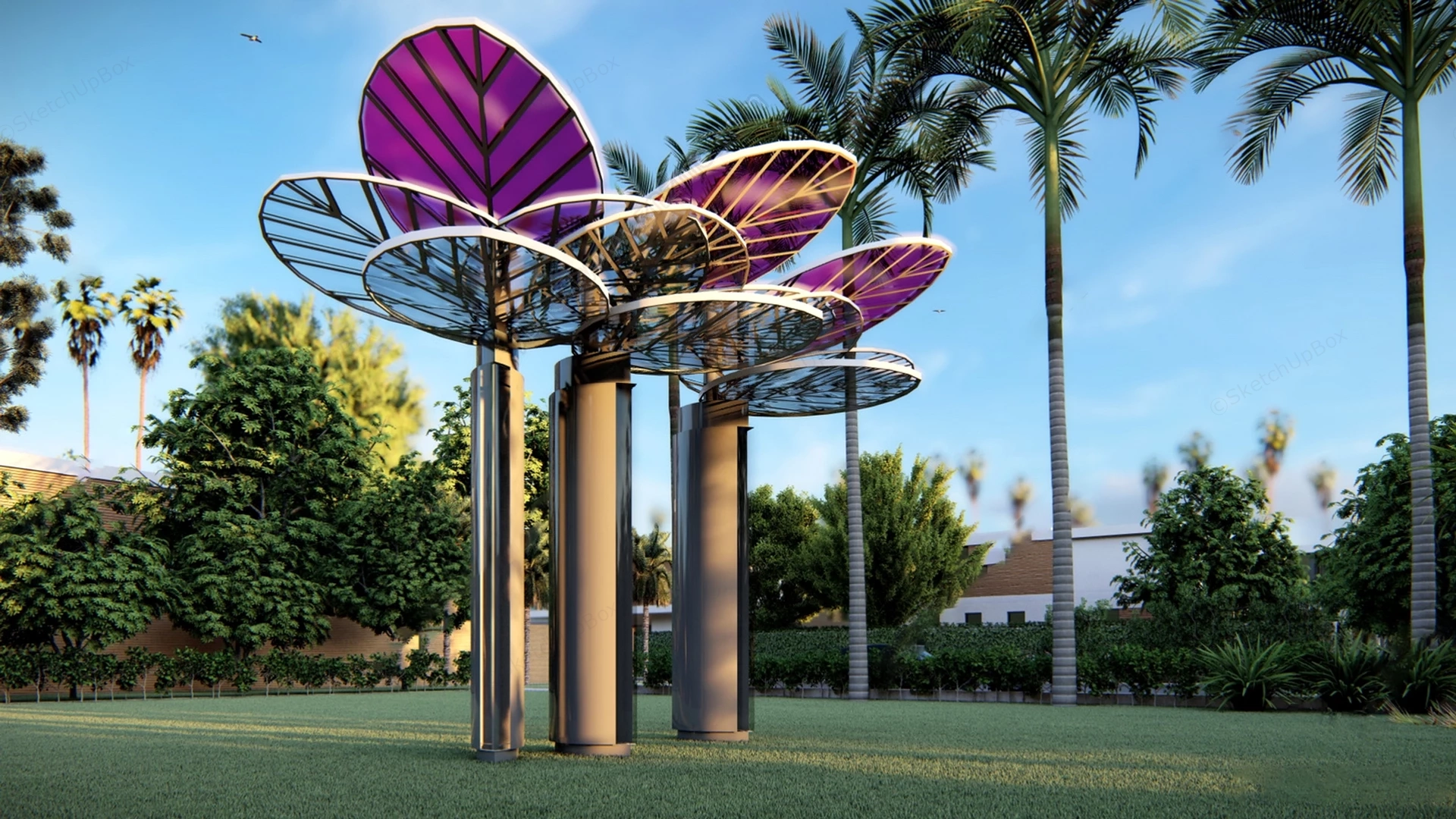 Tree Like Park Shade Structures sketchup model preview - SketchupBox