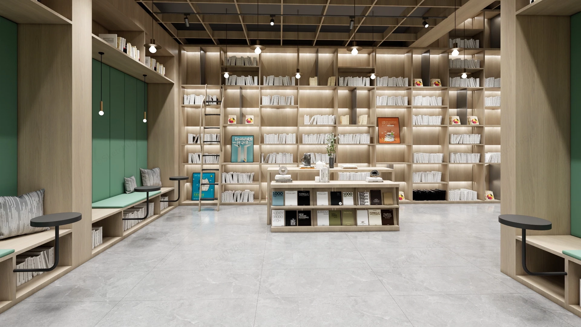 Bookstore Interior Design sketchup model preview - SketchupBox