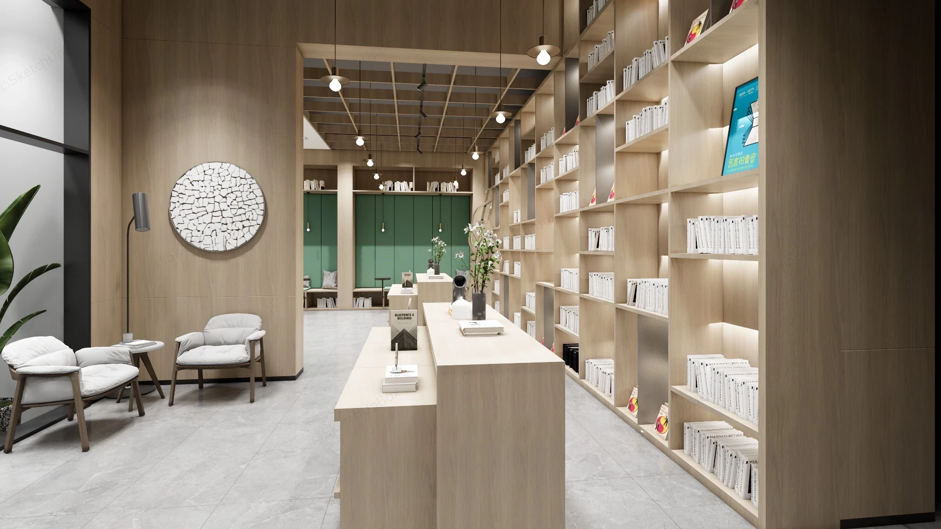 Bookstore Interior Design sketchup model preview - SketchupBox