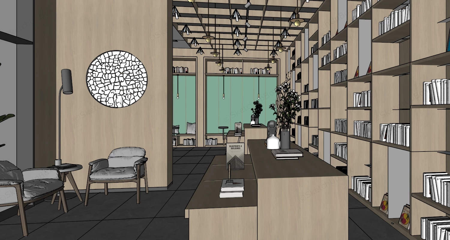 Bookstore Interior Design sketchup model preview - SketchupBox