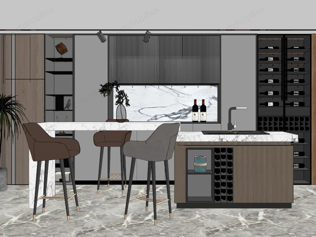 Modern Home Bar Design sketchup model preview - SketchupBox