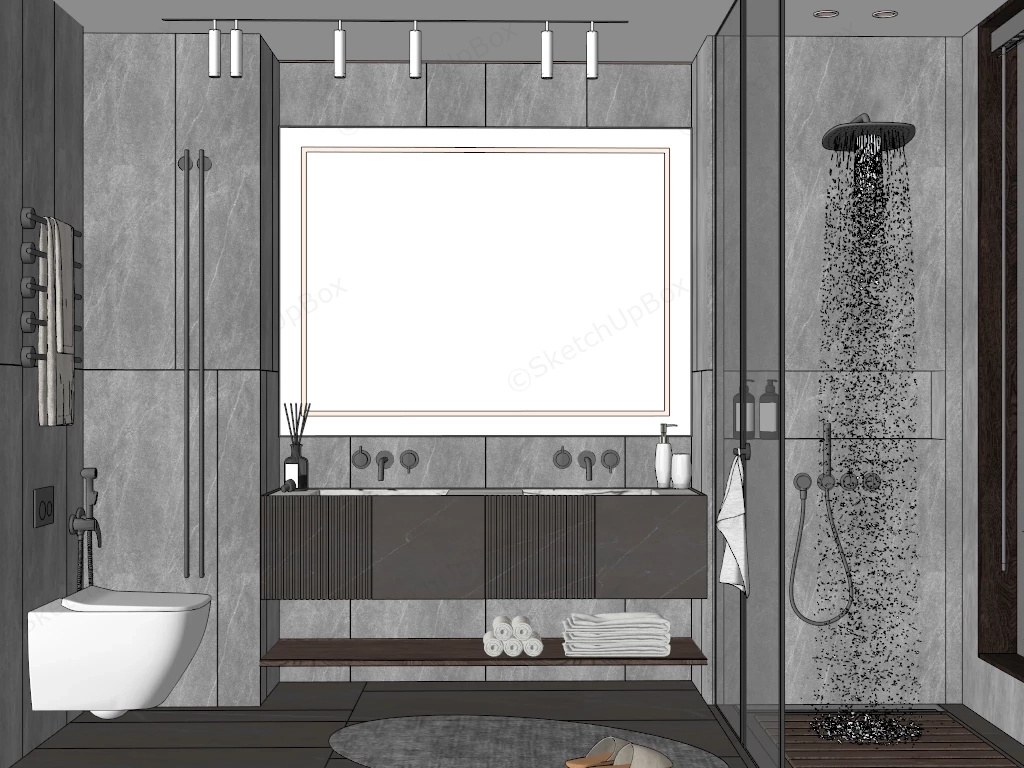 Modern Grey Bathroom sketchup model preview - SketchupBox