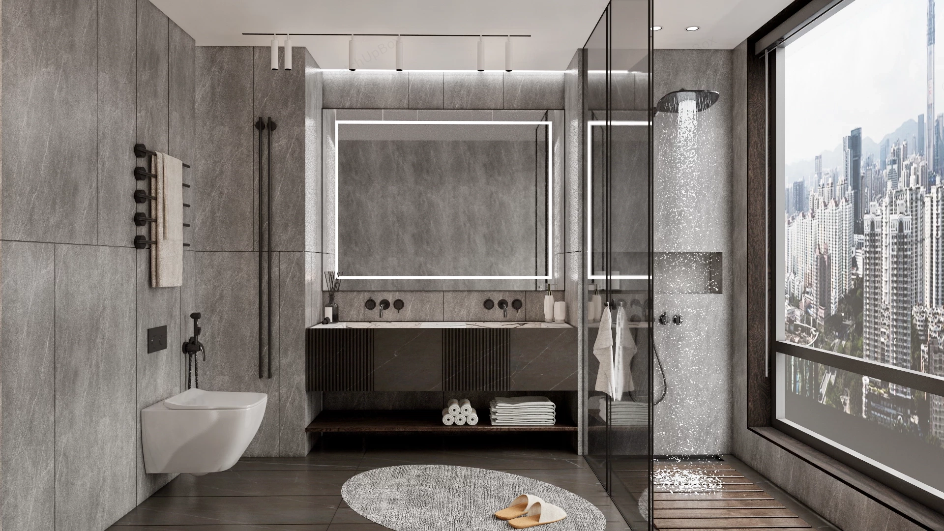 Modern Grey Bathroom sketchup model preview - SketchupBox