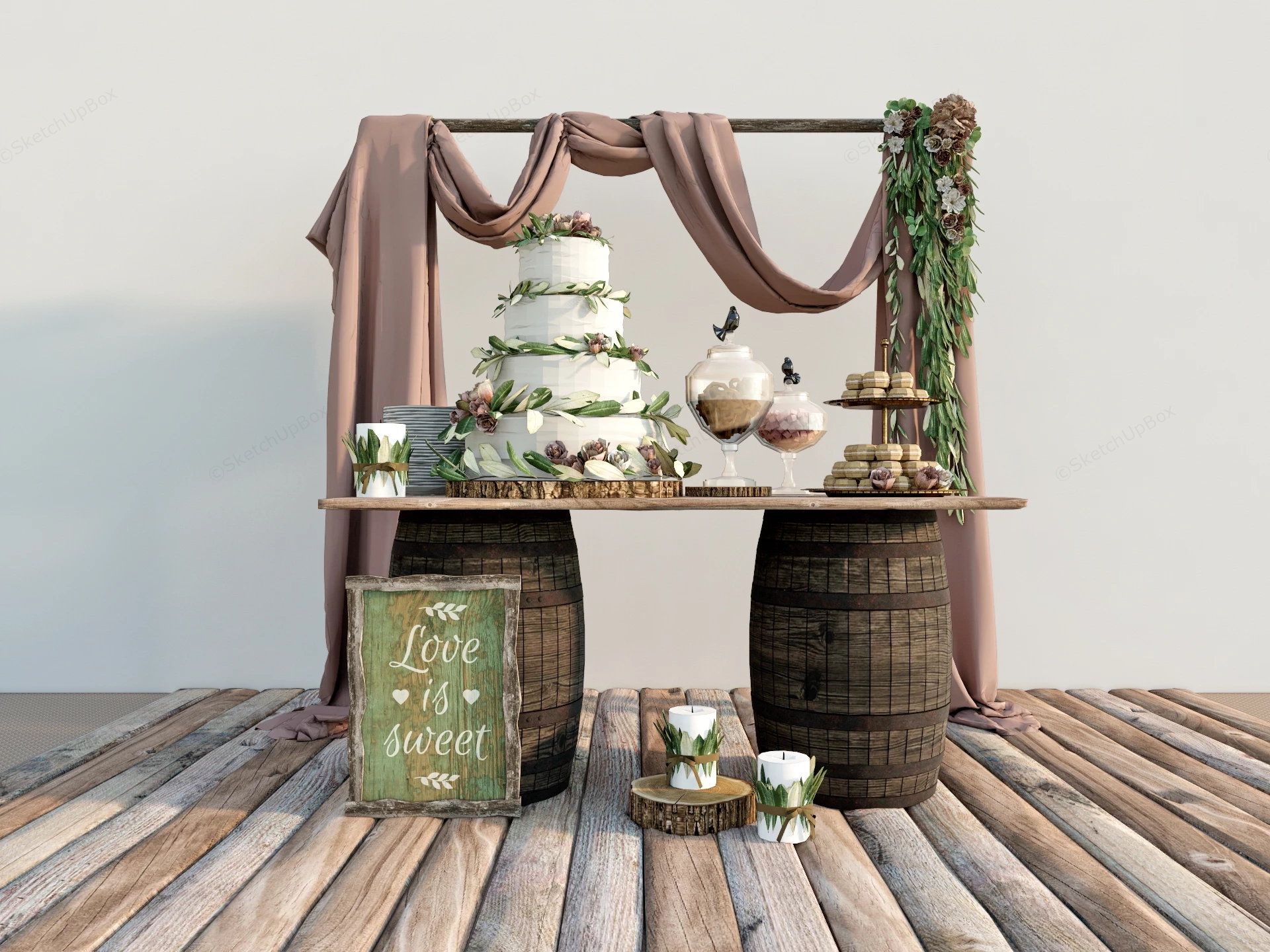 Wedding Reception Cake Decorations sketchup model preview - SketchupBox