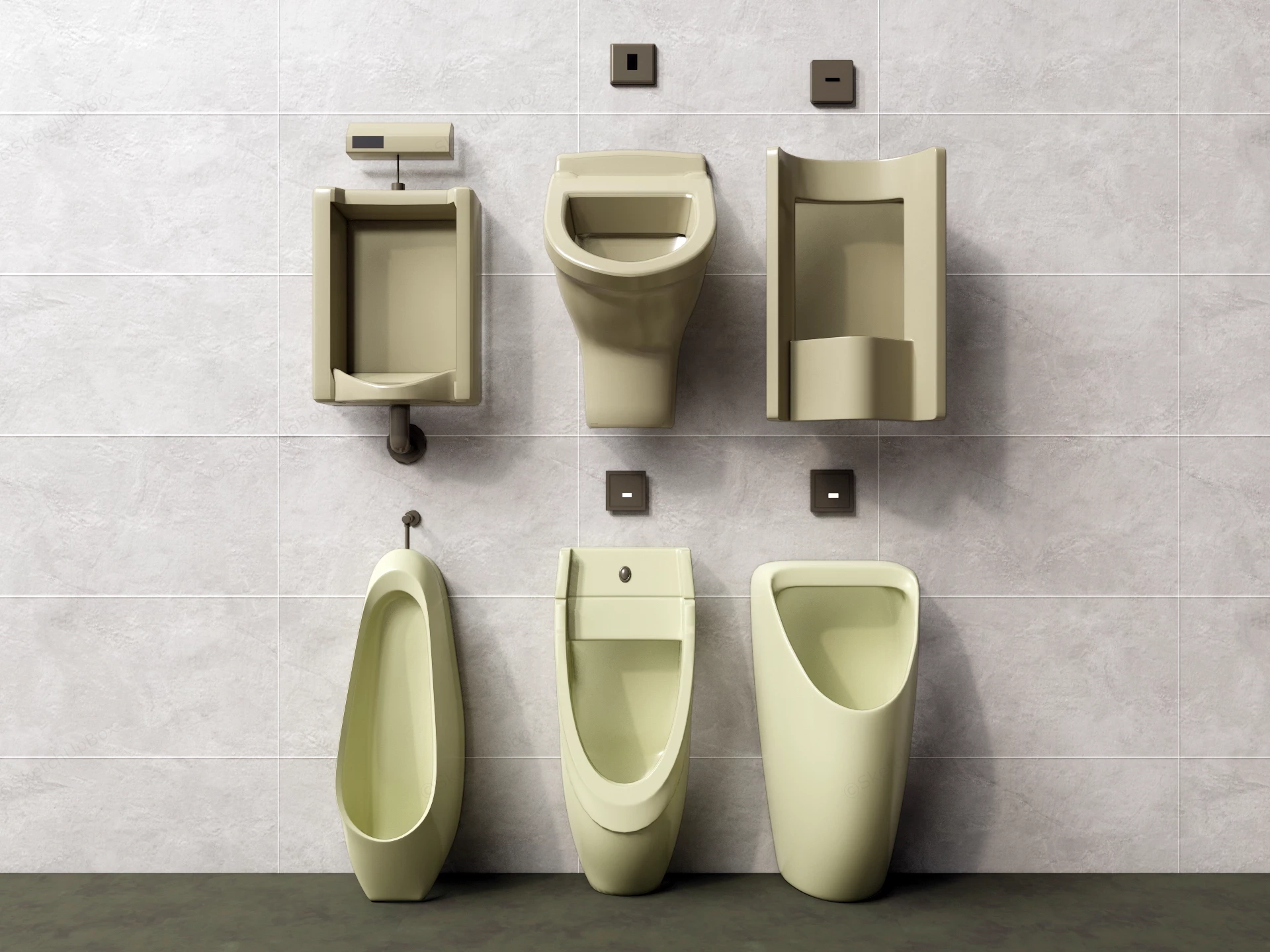 Commercial Urinals sketchup model preview - SketchupBox