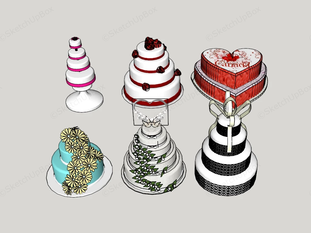 Romantic Cake Collection sketchup model preview - SketchupBox